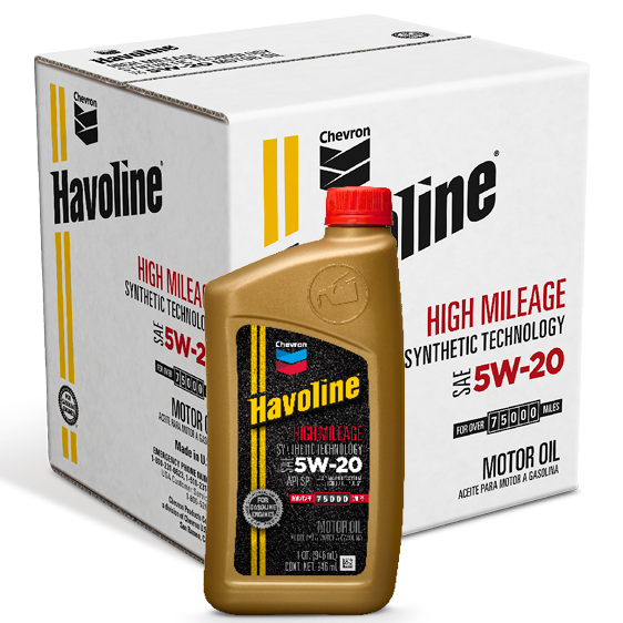 Havoline High Mileage Synthetic Technology Motor Oil 5W-20 Quart Case