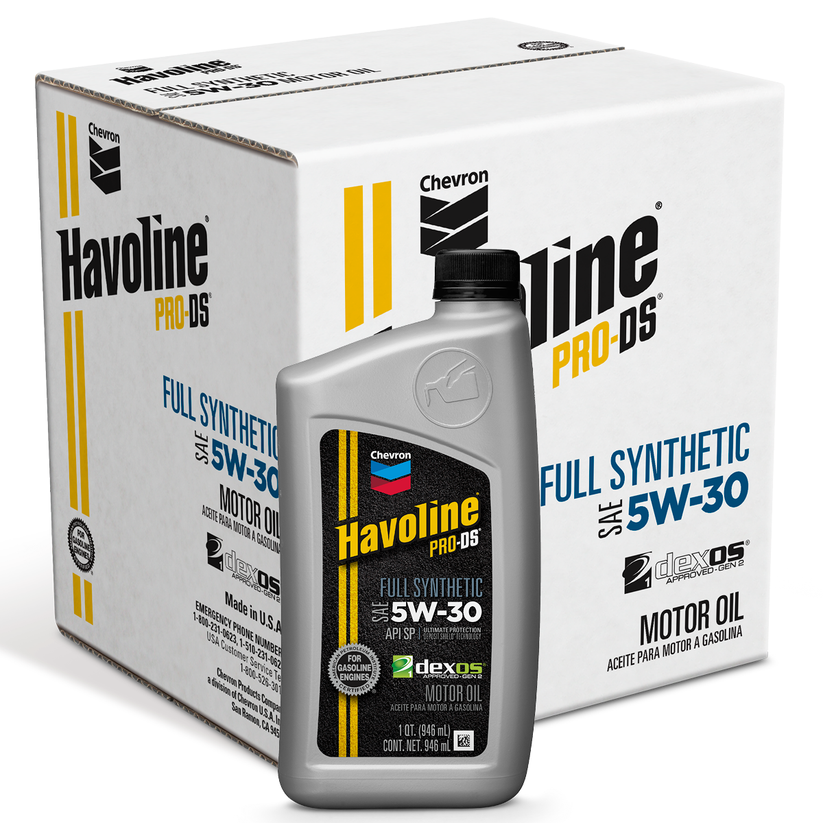 Havoline ProDS Full Synthetic Motor Oil SAE 5W-30 Quart Case